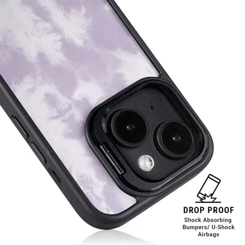 Purple and White Tie Dye iPhone 15 Kickstand Case