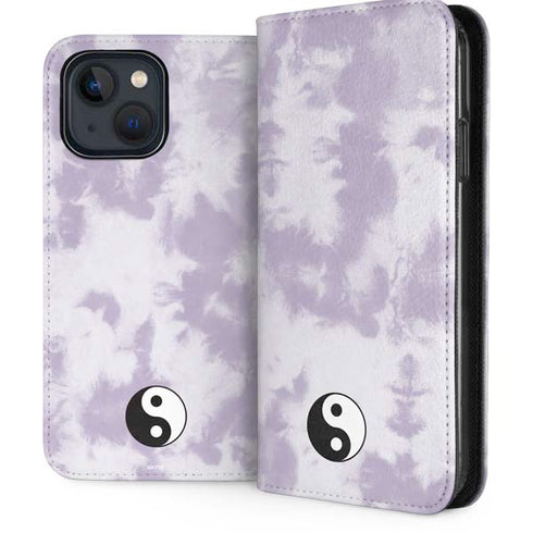 Purple and White Tie Dye iPhone 15 Plus Folio Case