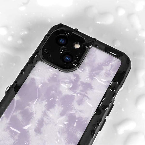 Purple and White Tie Dye iPhone 15 Plus Waterproof Case