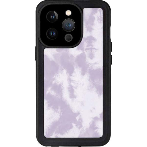 Purple and White Tie Dye iPhone 15 Pro Waterproof Case