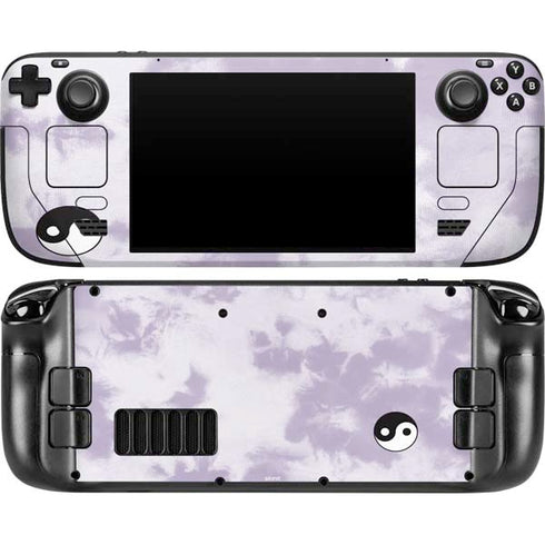 Purple and White Tie Dye Steam Deck Handheld Gaming Computer OLED Skin