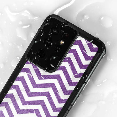 Purple Chevron Galaxy S24 Ultra Waterproof Case