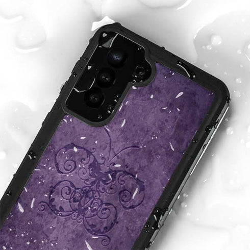 Purple Damask Butterfly by Brigid Ashwood Galaxy S24 Plus Waterproof Case
