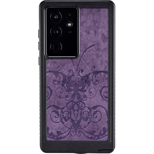 Purple Damask Butterfly by Brigid Ashwood Galaxy S24 Ultra Waterproof Case