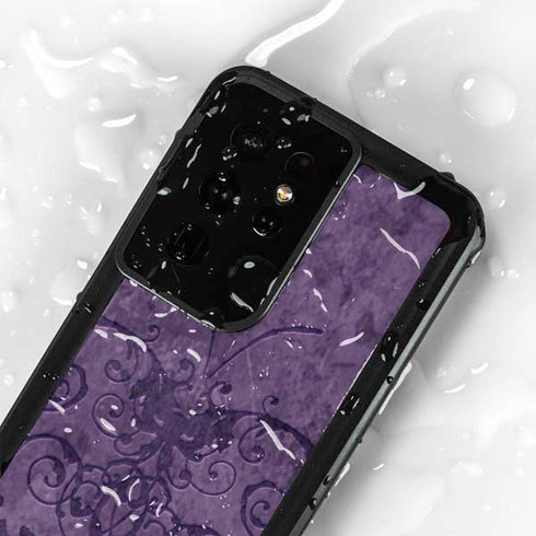 Purple Damask Butterfly by Brigid Ashwood Galaxy S24 Ultra Waterproof Case