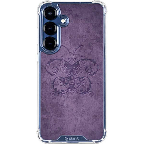 Purple Damask Butterfly by Brigid Ashwood Galaxy S25 Clear Case