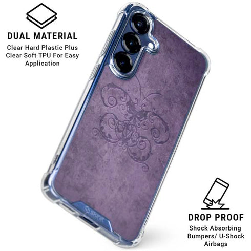 Purple Damask Butterfly by Brigid Ashwood Galaxy S25 Clear Case
