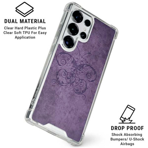 Purple Damask Butterfly by Brigid Ashwood Galaxy S25 Ultra Clear Case