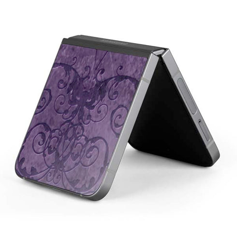 Purple Damask Butterfly by Brigid Ashwood Galaxy Z Flip6 Skin