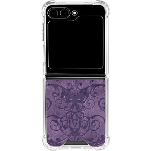 Purple Damask Butterfly by Brigid Ashwood Galaxy Z Flip6 Clear Case