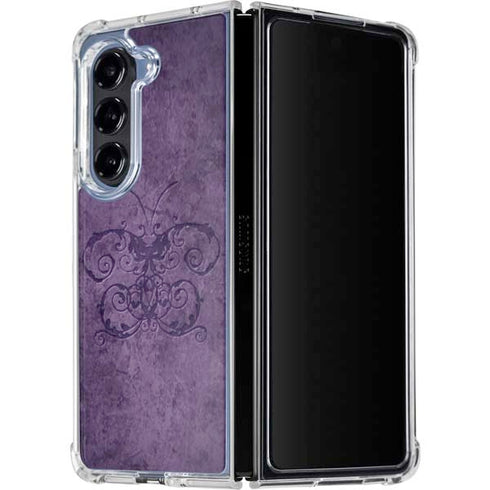 Purple Damask Butterfly by Brigid Ashwood Galaxy Z Fold5 5G Clear Case