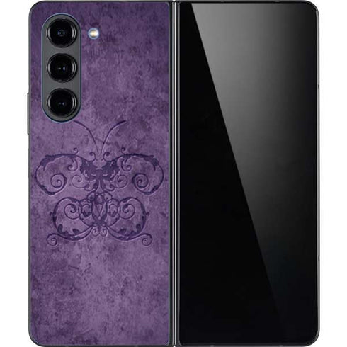 Purple Damask Butterfly by Brigid Ashwood Galaxy Z Fold5 5G Skin