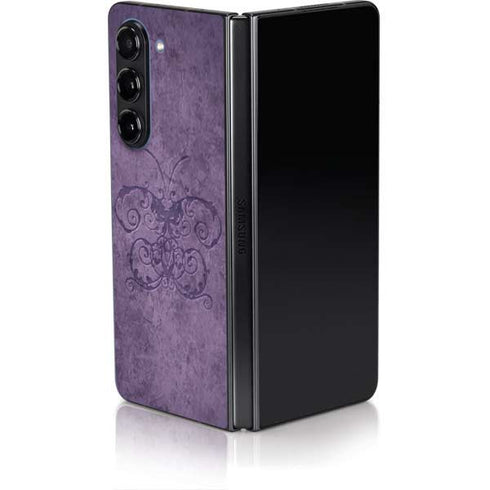 Purple Damask Butterfly by Brigid Ashwood Galaxy Z Fold5 5G Skin