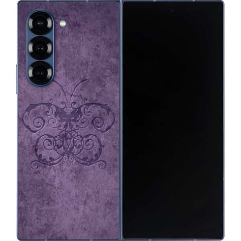 Purple Damask Butterfly by Brigid Ashwood Galaxy Z Fold6 Skin