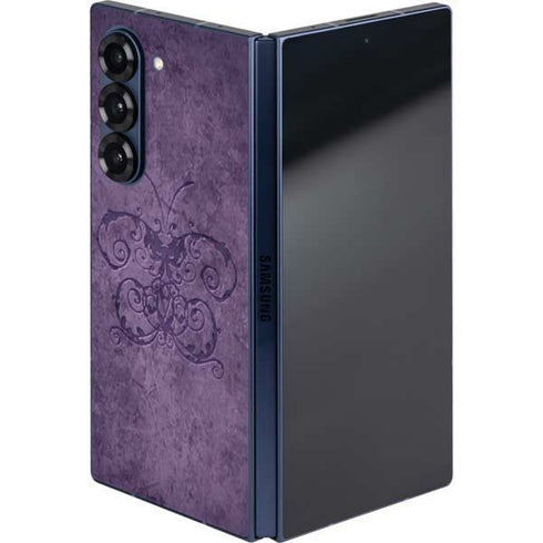 Purple Damask Butterfly by Brigid Ashwood Galaxy Z Fold6 Skin