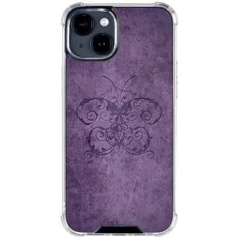 Purple Damask Butterfly by Brigid Ashwood iPhone 15 Clear Case