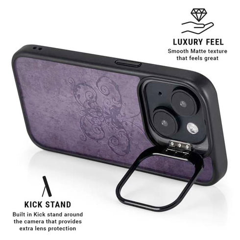 Purple Damask Butterfly by Brigid Ashwood iPhone 15 Plus Kickstand Case