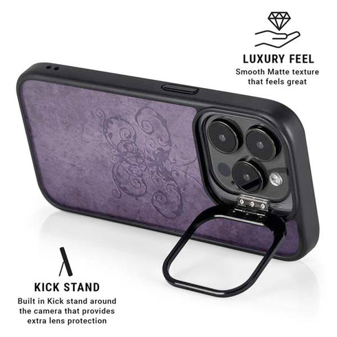 Purple Damask Butterfly by Brigid Ashwood iPhone 15 Pro Kickstand Case