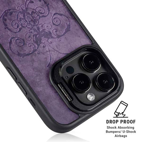 Purple Damask Butterfly by Brigid Ashwood iPhone 15 Pro Kickstand Case