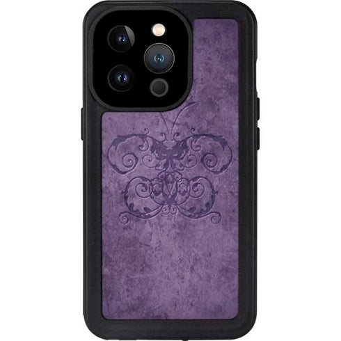 Purple Damask Butterfly by Brigid Ashwood iPhone 15 Pro Waterproof Case