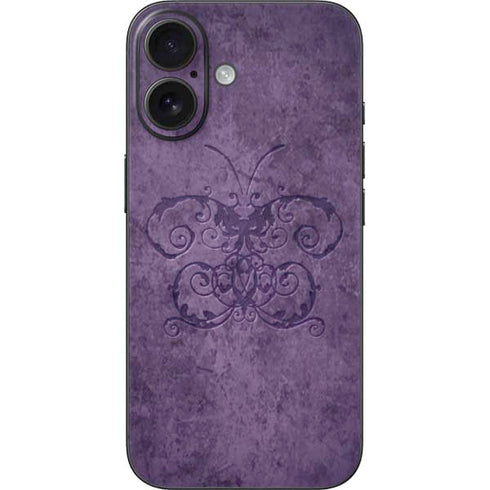 Purple Damask Butterfly by Brigid Ashwood iPhone 16 Skin