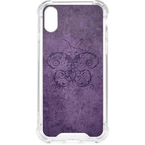 Purple Damask Butterfly by Brigid Ashwood iPhone XS Clear Case