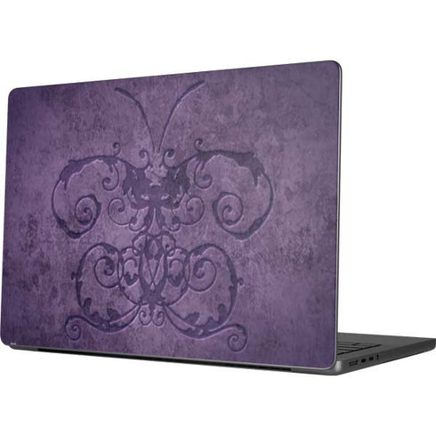 Purple Damask Butterfly by Brigid Ashwood Apple MacBook Pro 14-inch Skin