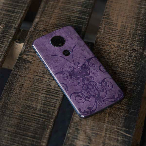 Purple Damask Butterfly by Brigid Ashwood Moto E5 Plus Skin
