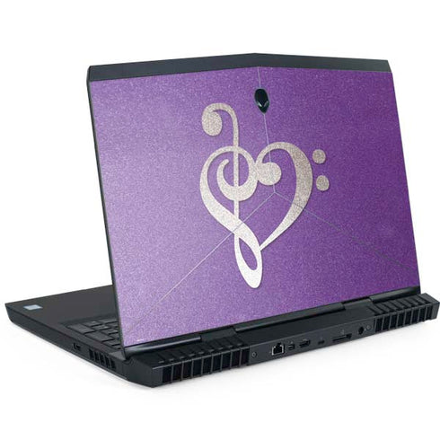 Purple Glitter Musical Heart Dell Alienware Skin