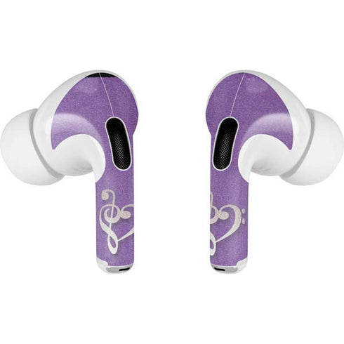 Purple Glitter Musical Heart AirPods Skins