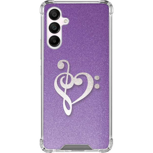 Purple Glitter Musical Heart Galaxy A16 5G Clear Case