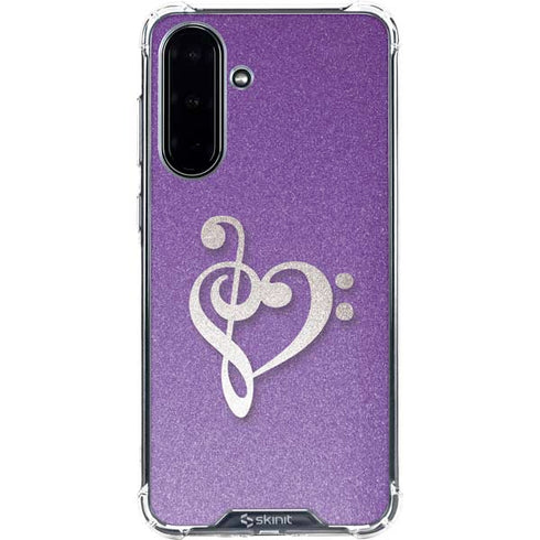 Purple Glitter Musical Heart Galaxy A36 5G Clear Case