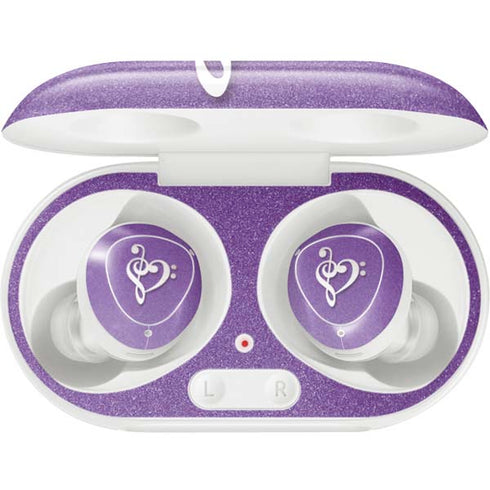 Purple Glitter Musical Heart Galaxy Buds Plus Skin