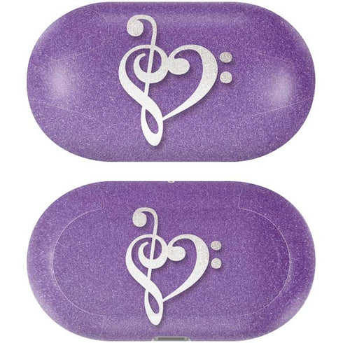 Purple Glitter Musical Heart Galaxy Buds Plus Skin