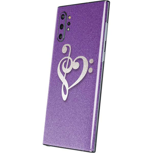 Purple Glitter Musical Heart Galaxy Note 10 Plus Skin