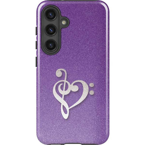 Purple Glitter Musical Heart Galaxy S25 Impact Case