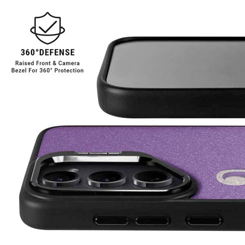 Purple Glitter Musical Heart Galaxy S25 Kickstand Case