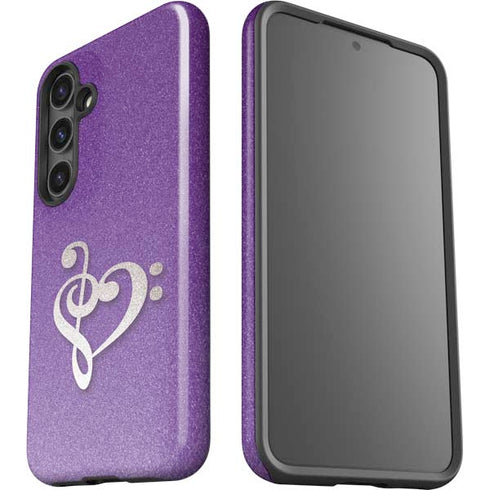 Purple Glitter Musical Heart Galaxy S25 Plus Impact Case