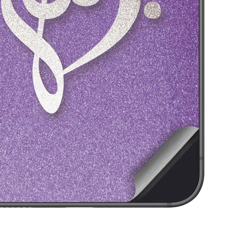 Purple Glitter Musical Heart Galaxy S25 Plus Skin
