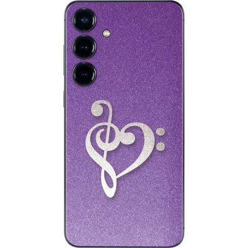Purple Glitter Musical Heart Galaxy S25 Skin