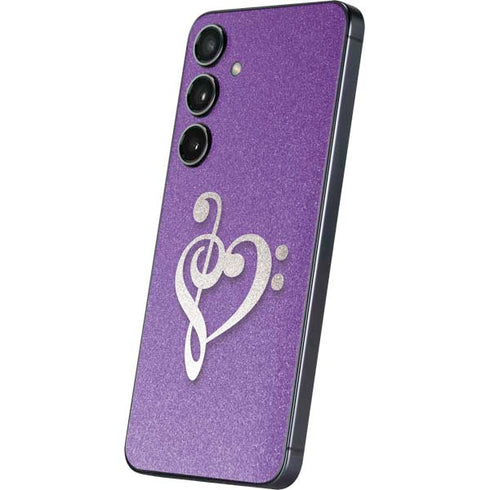 Purple Glitter Musical Heart Galaxy S25 Skin