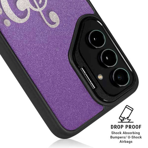 Purple Glitter Musical Heart Galaxy S24 Ultra Kickstand Case