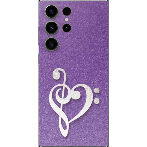 Purple Glitter Musical Heart Galaxy S25 Ultra Skin