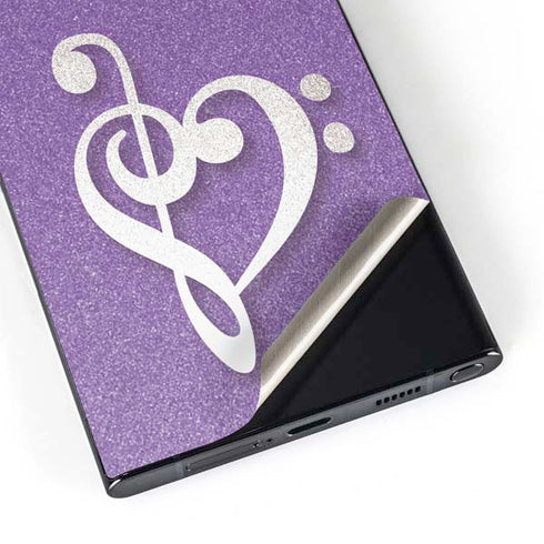 Purple Glitter Musical Heart Galaxy S24 Ultra Skin