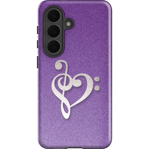 Purple Glitter Musical Heart Galaxy S26 Impact Case