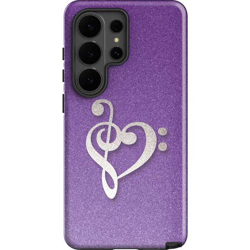Purple Glitter Musical Heart Galaxy S26 Ultra Impact Case