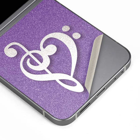 Purple Glitter Musical Heart Galaxy Z Flip6 Skin