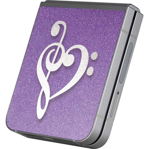 Purple Glitter Musical Heart Galaxy Z Flip6 Skin