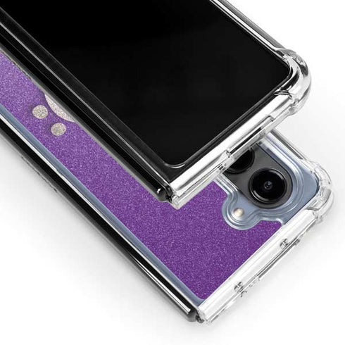 Purple Glitter Musical Heart Galaxy Z Fold5 5G Clear Case