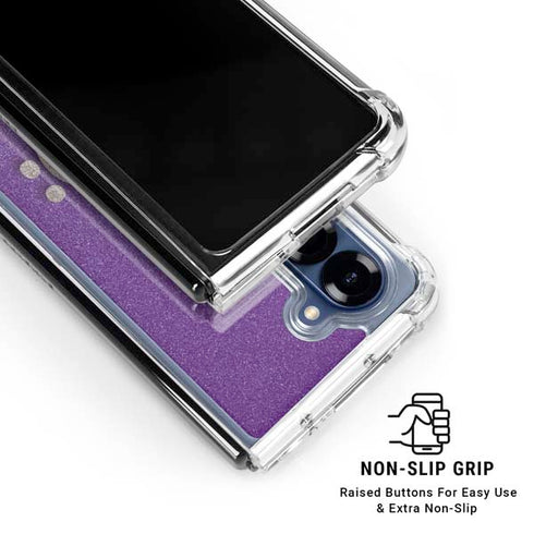 Purple Glitter Musical Heart Galaxy Z Fold6 Clear Case
